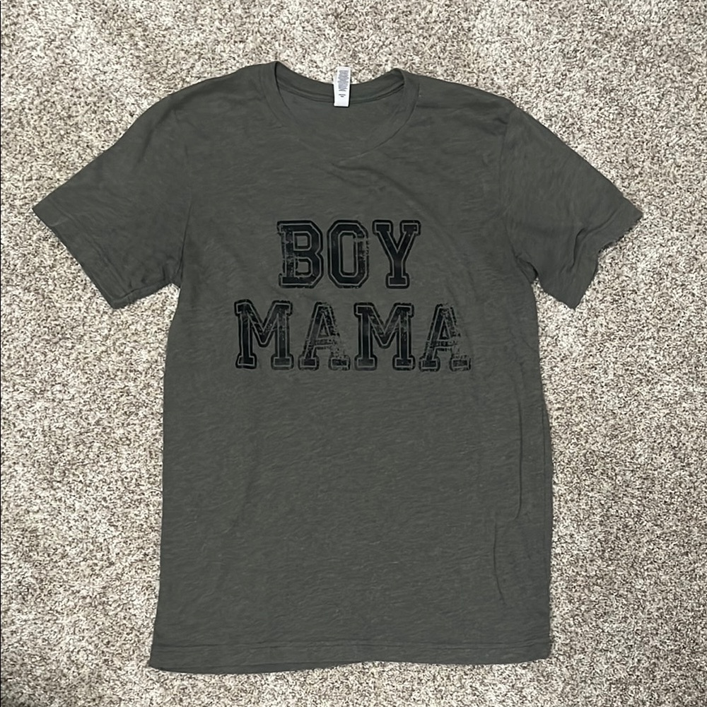 Boy Mama T-Shirt - Army green with black lettering